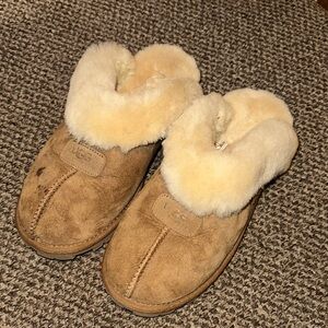 UGG Tan Sheepskin Slippers with Cream Lining